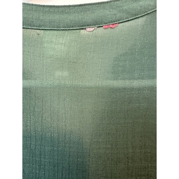 Anthropologie Fig & Flower Green Tiered Embroidered Maxi Dress L Whimsical Boho - Picture 6 of 7